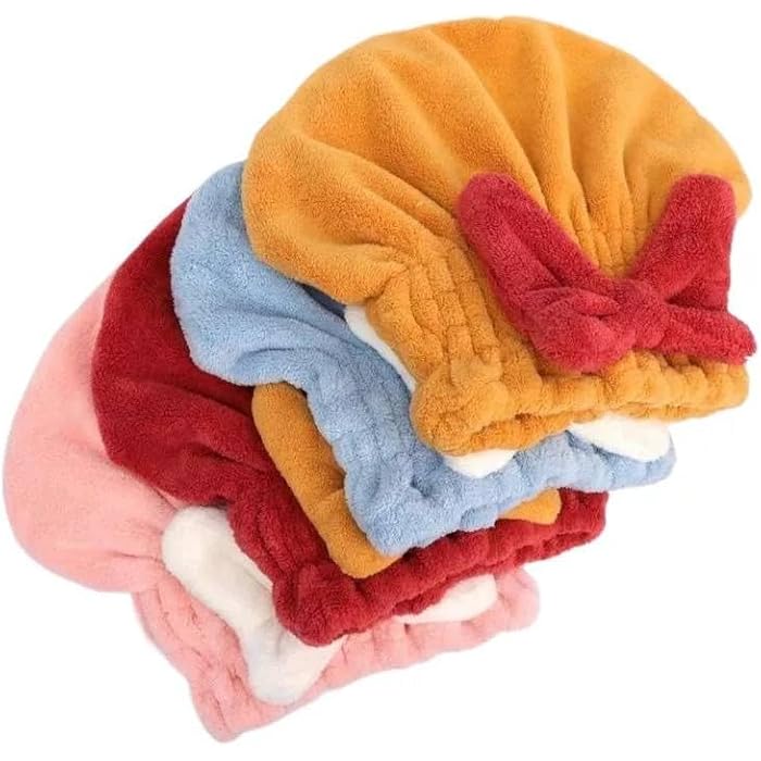 Microfiber Hair Towel Cap For Women Shower Soft Super Absorbent Quick Dry (Yellow) - Image 5